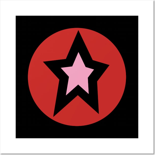 Pink Star Red Circle Graphic Wall Art by ellenhenryart